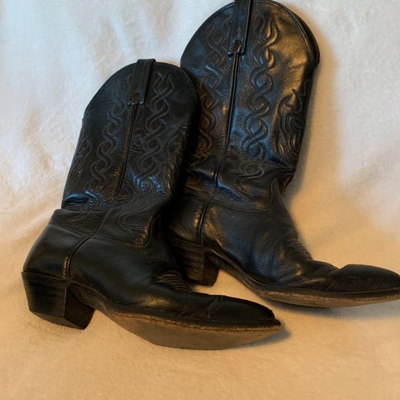 CLASSIC BLACK J CHISOLM COWBOY BOOTS - Picture 1 of 3